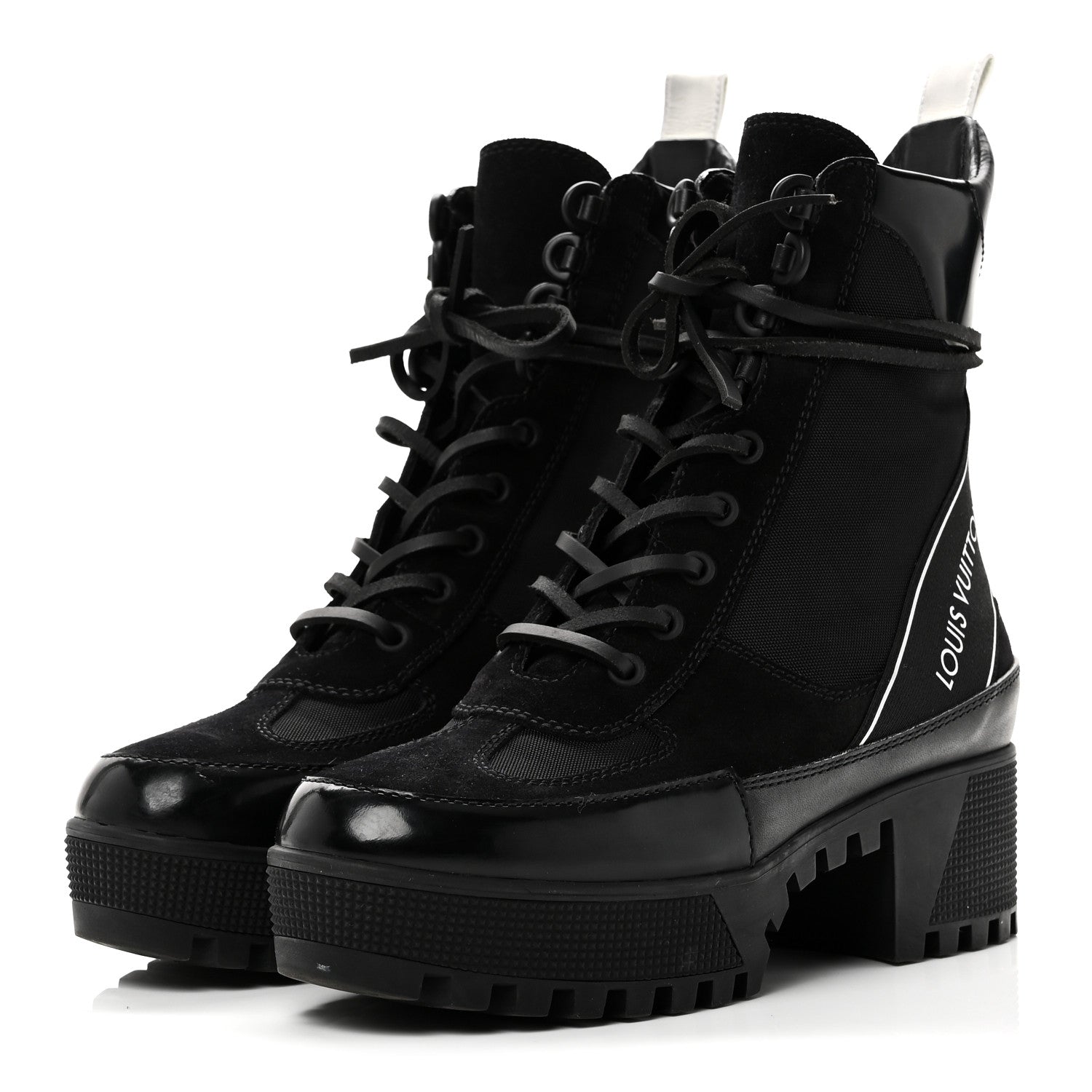 Louis Vuitton Suede Calfskin Mesh Logo Laureate Platform Desert Boots 37 Black 4 of 9