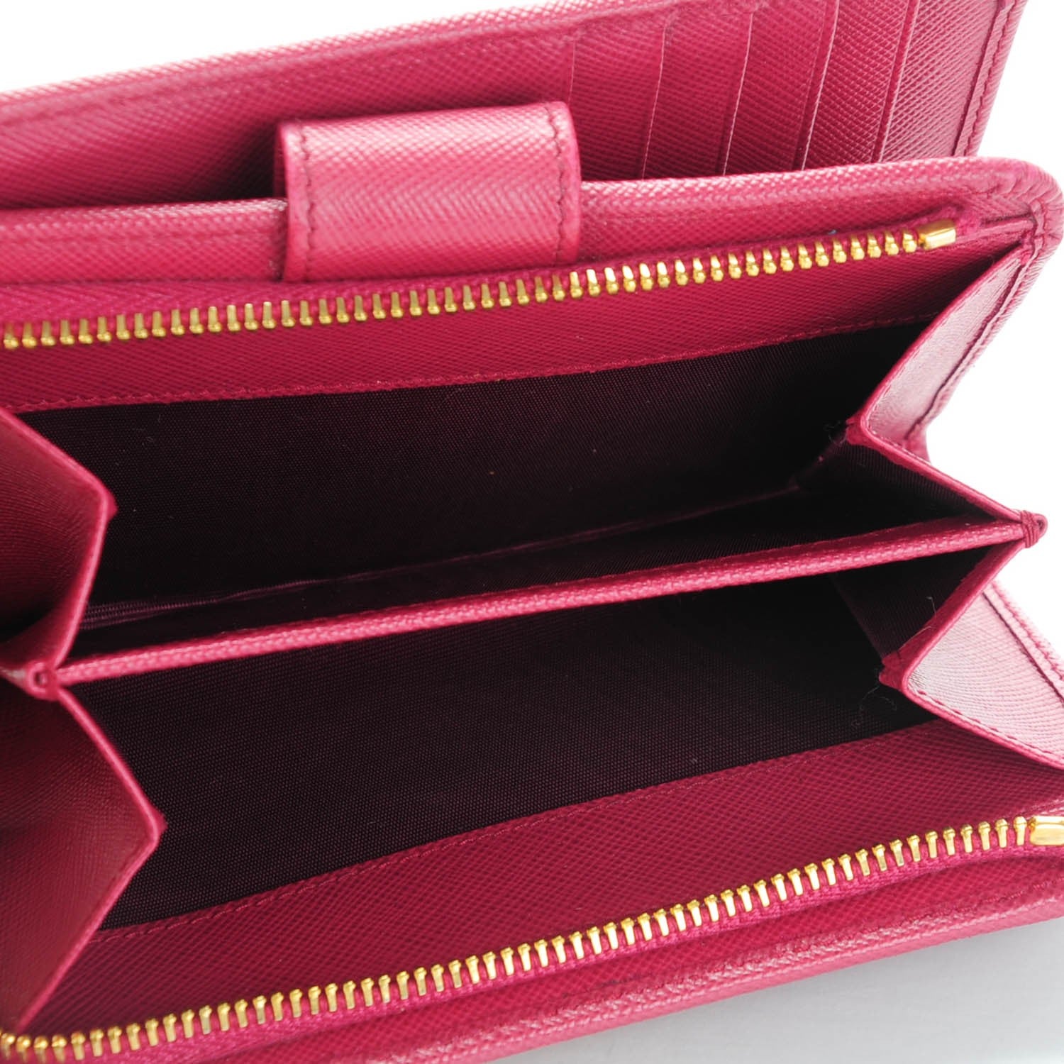 Prada Saffiano Metal Compact Wallet Peonia 6 of 8