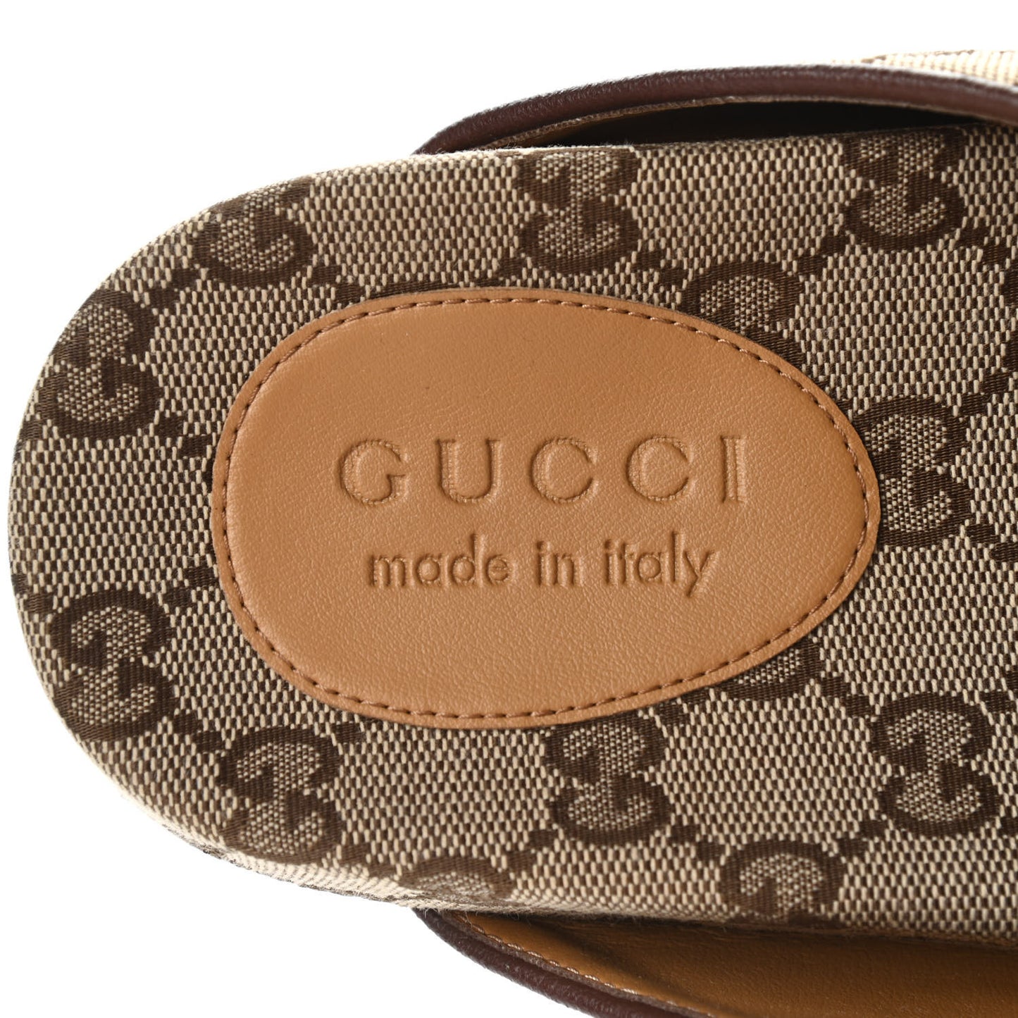 GG Monogram Lavaredo Eco Fabric Mens Slide Sandals With Straps 6 Beige Ebony Light Brown