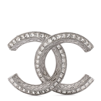 Chanel Baguette Crystal CC Brooch Silver 1 of 3