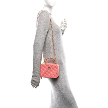Chanel Lambskin Quilted Top Handle Small Vanity Case Pink 2 of 11