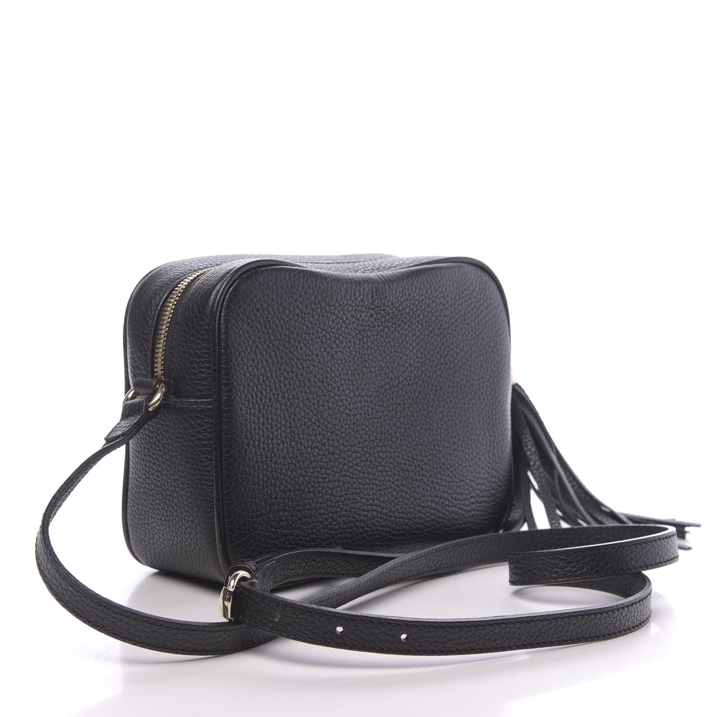 Pebbled Calfskin Small Soho Disco Bag Black