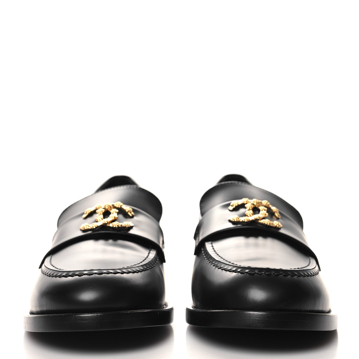 Chanel Calfskin Camellia CC Loafers 40 Black 3 of 9