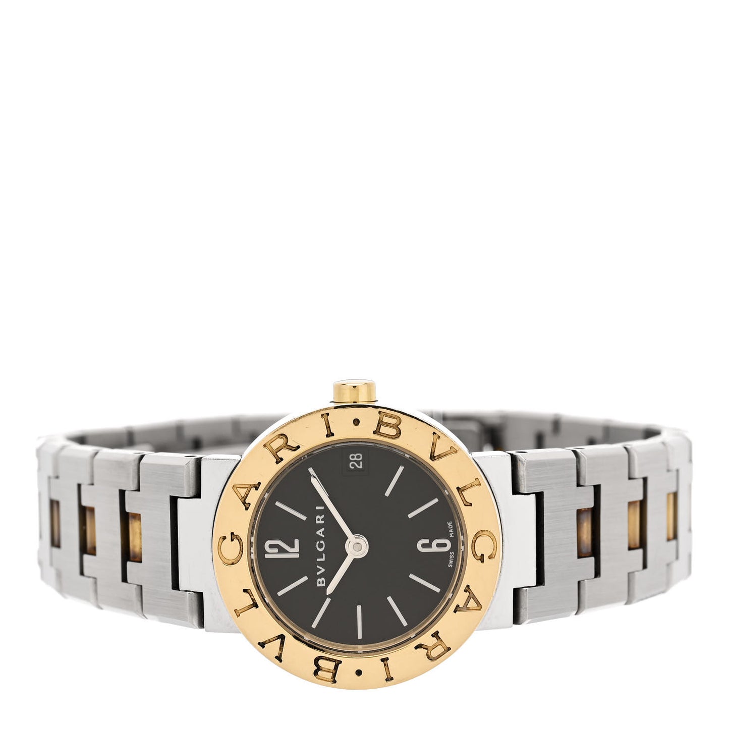 Stainless Steel 18K Yellow Gold 23mm Quartz Watch Black