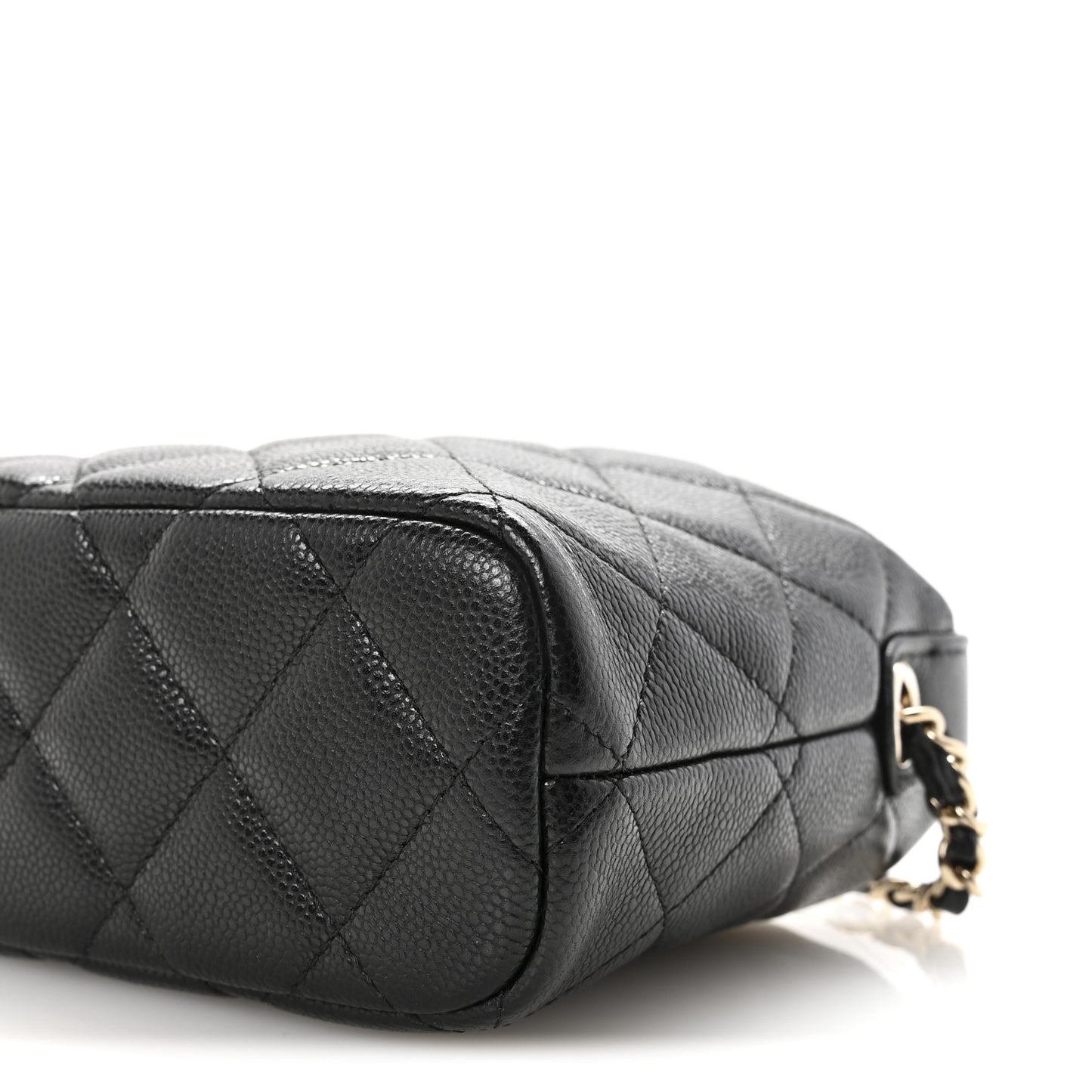Caviar Quilted Hobo Clutch With Chain Black