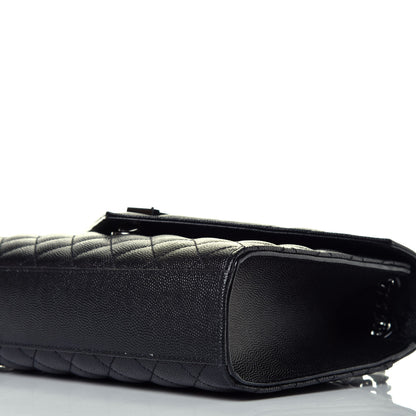 Saint Laurent Grain De Poudre Textured Mixed Matelasse Triquilt Medium Monogram Satchel Black 8 of 8