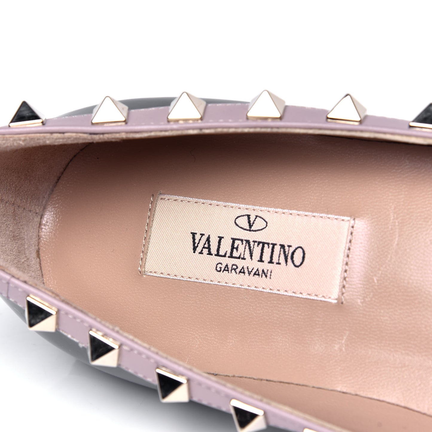 Patent Nappa Rockstud Ballerina Flats 36.5 Black Poudre