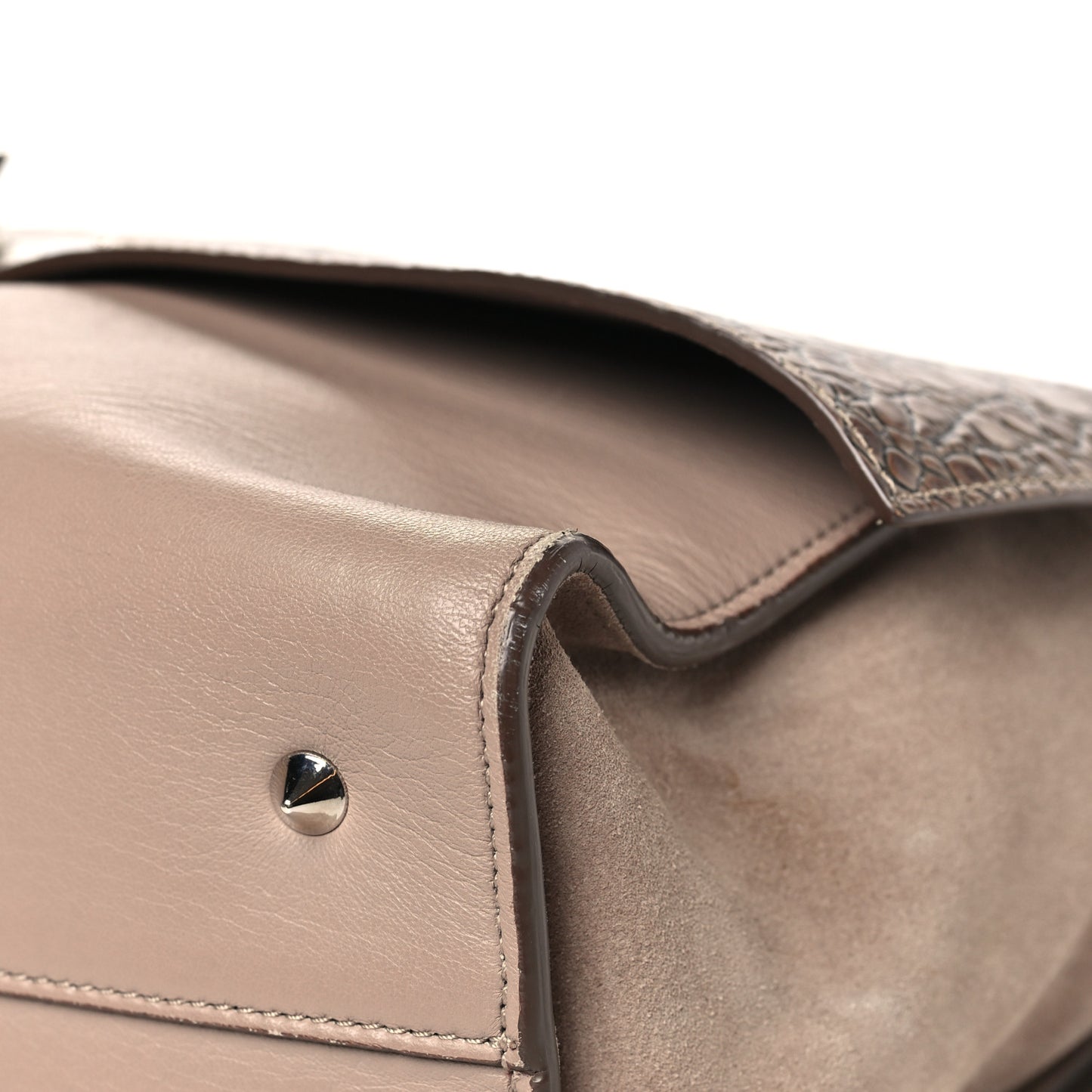 Calfskin Crocodile Embossed Medium Shark Lock Satchel Sand