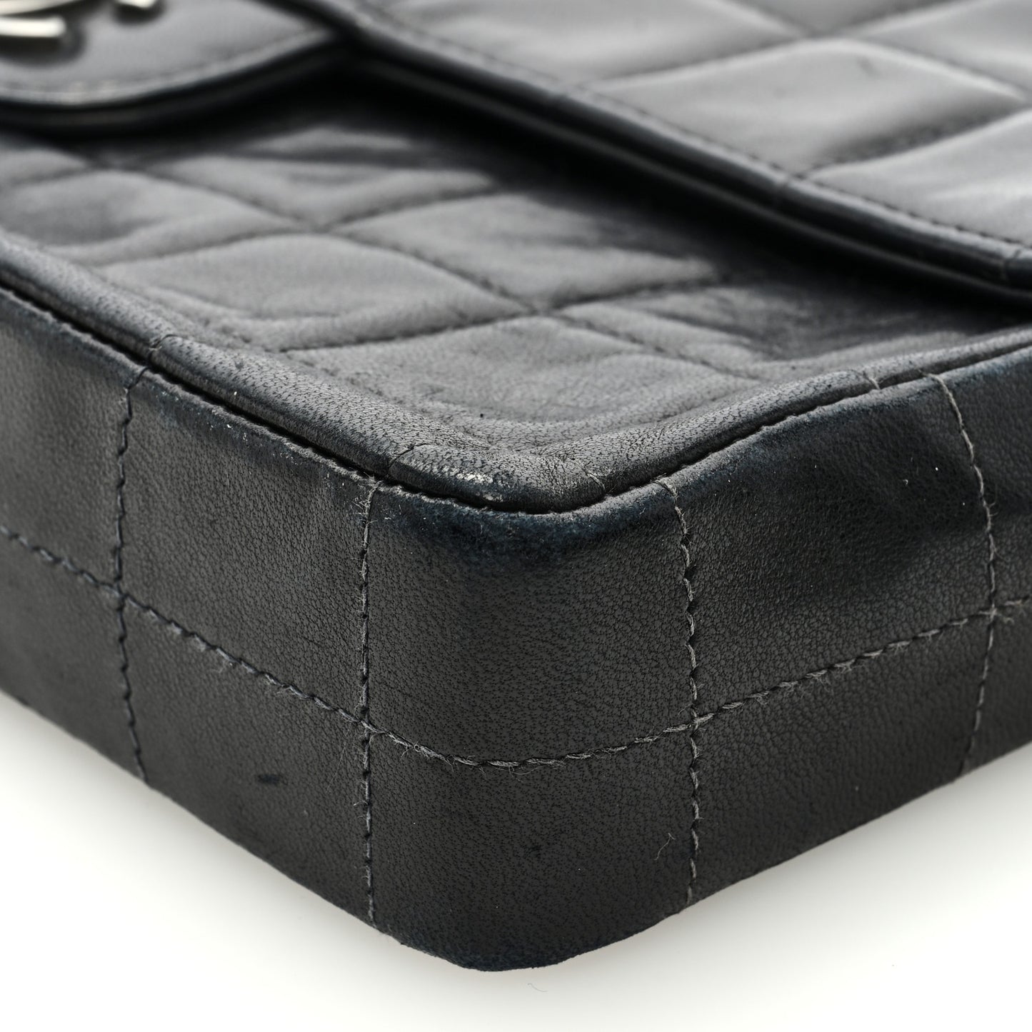 Lambskin East West Chocolate Bar Flap Black