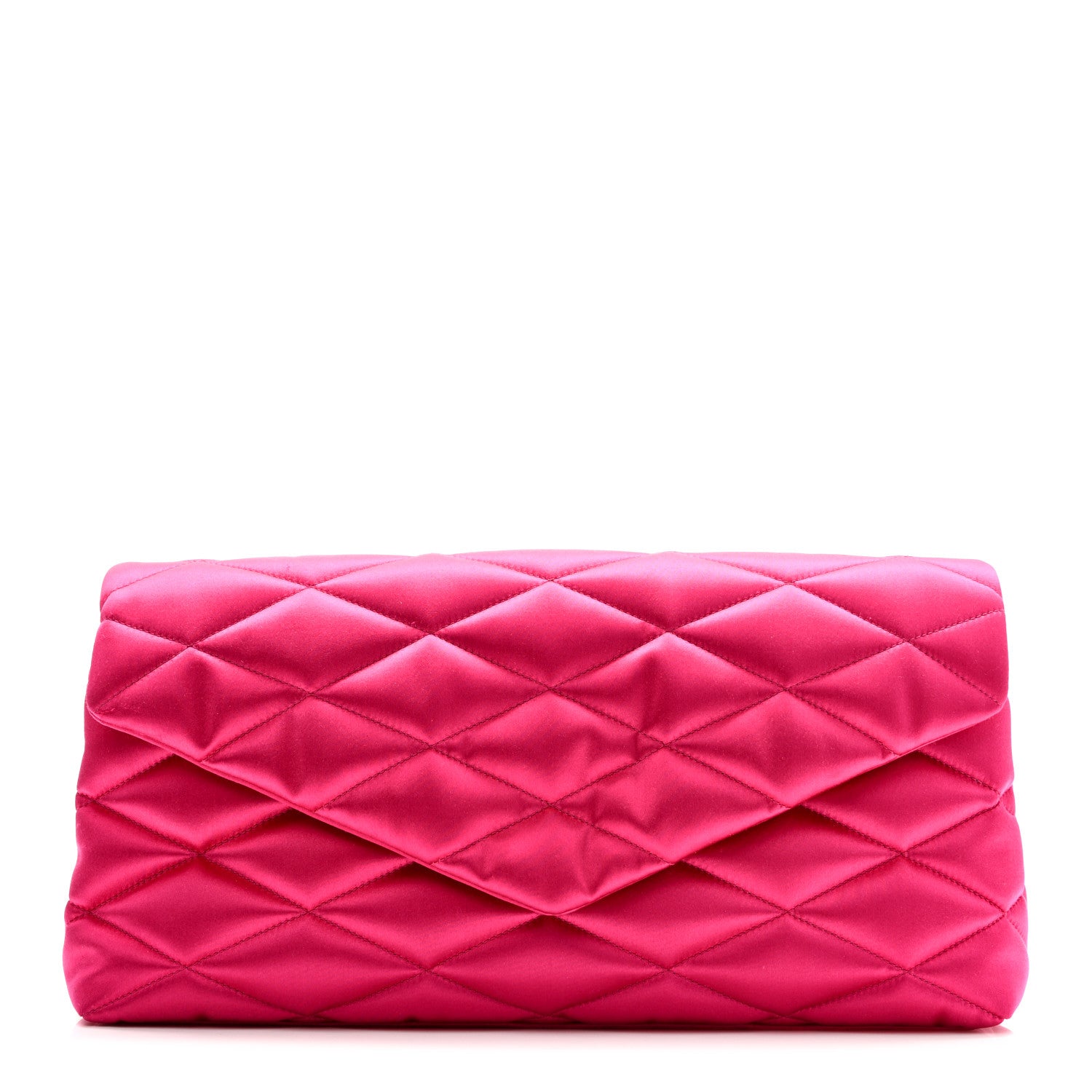 Saint Laurent Satin Quilted Sade Puffer Envelope Clutch Bubblegum 1 of 10