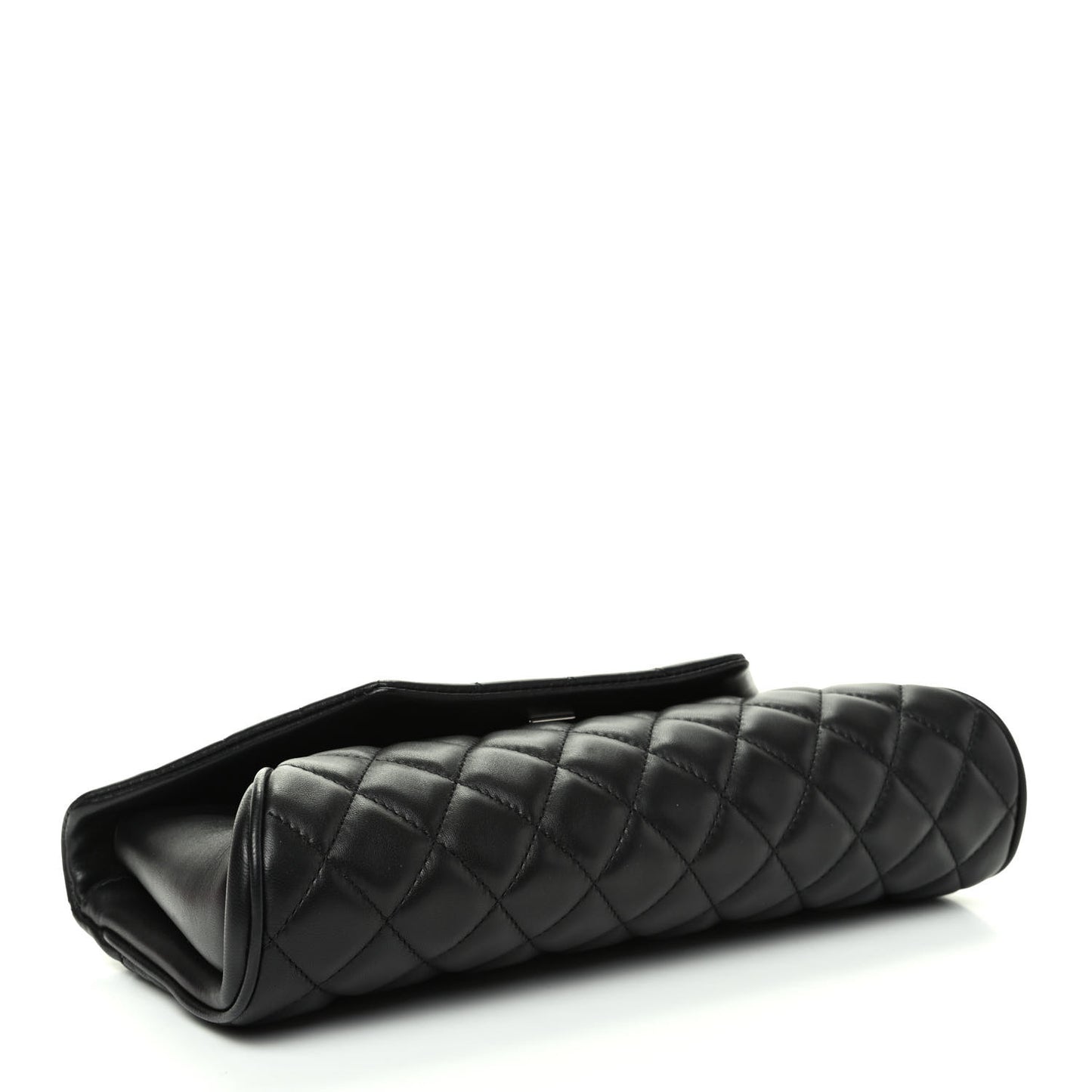 Lambskin Quilted Fold Up Again Clutch Black