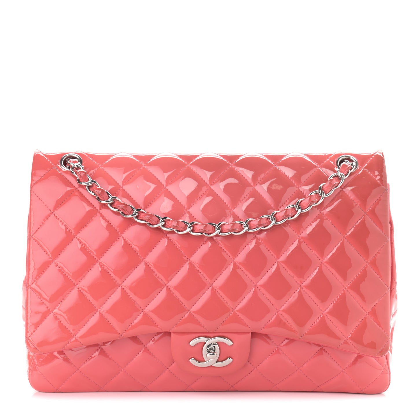 Patent Quilted Maxi Double Flap Pink