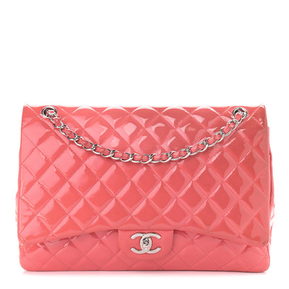 Chanel Patent Quilted Maxi Double Flap Pink 1 of 12