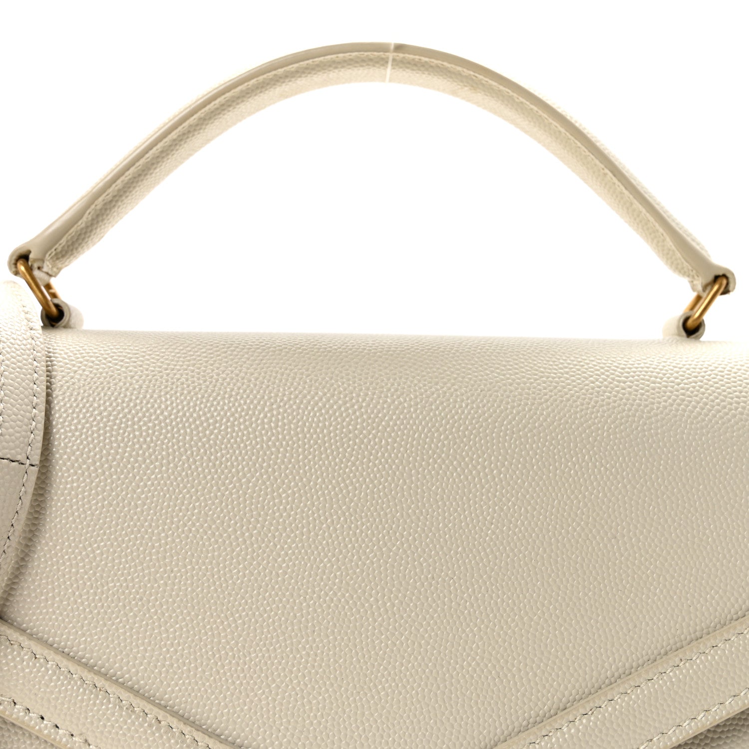 Saint Laurent Grain de Poudre Medium Classic Monogram Cassandra Top Handle Crema Soft Rouge Legion 7 of 9