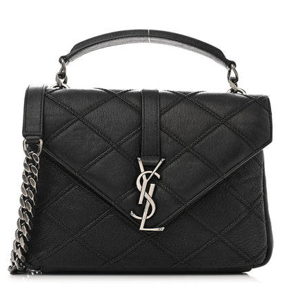 Saint Laurent Calfskin Matelasse Diamond Quilted Monogram Medium College Bag Black 1 of 12
