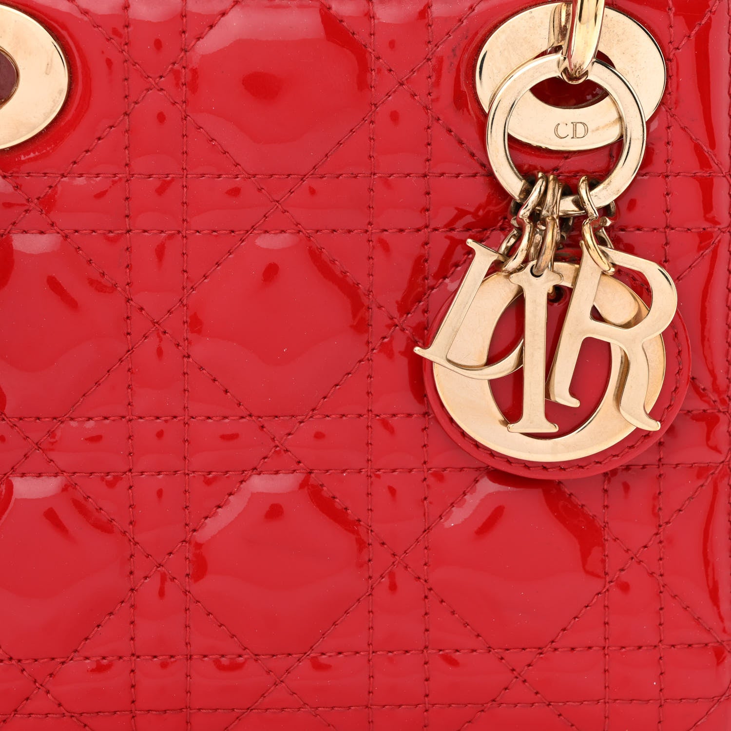 Christian Dior Patent Cannage Mini Lady Dior Red 8 of 12