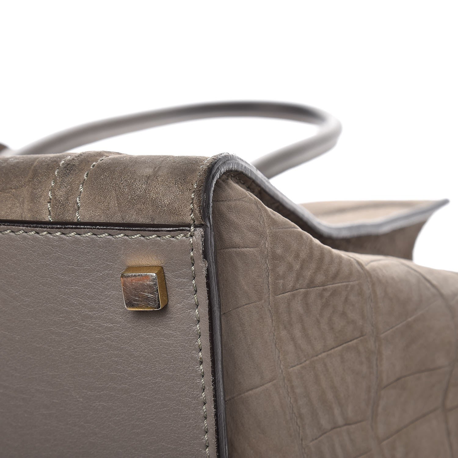 Celine Crocodile Embossed Nubuck Medium Phantom Luggage Grey 11 of 16