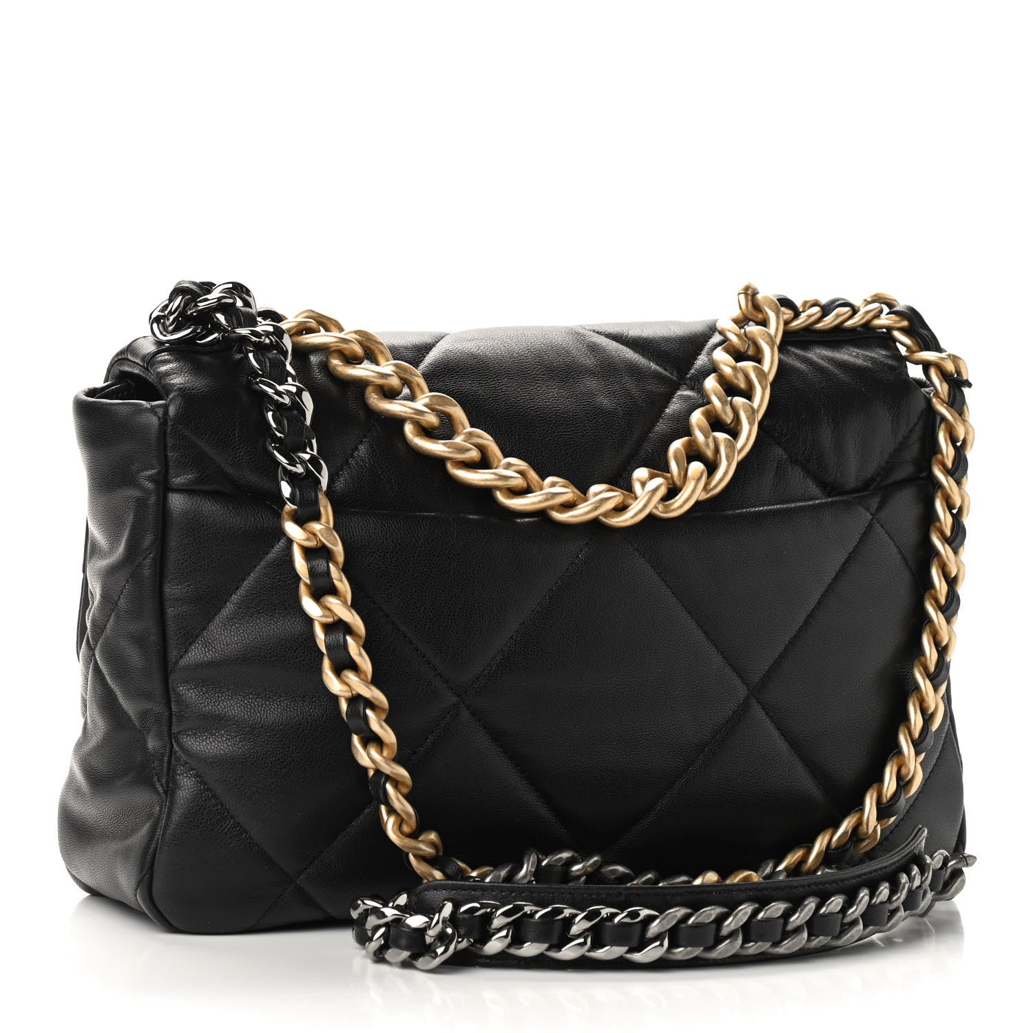Chanel Goatskin Quilted Large Chanel 19 Flap Black 3 of 9
