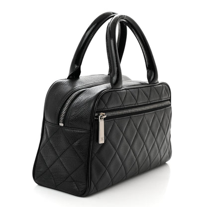 Chanel Caviar Patent Quilted Bowler Black 3 of 11