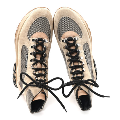 Jimmy Choo Suede Calfskin Inca Patchwork Platform Hiking Boots 39 White Sand Natural 2 of 11