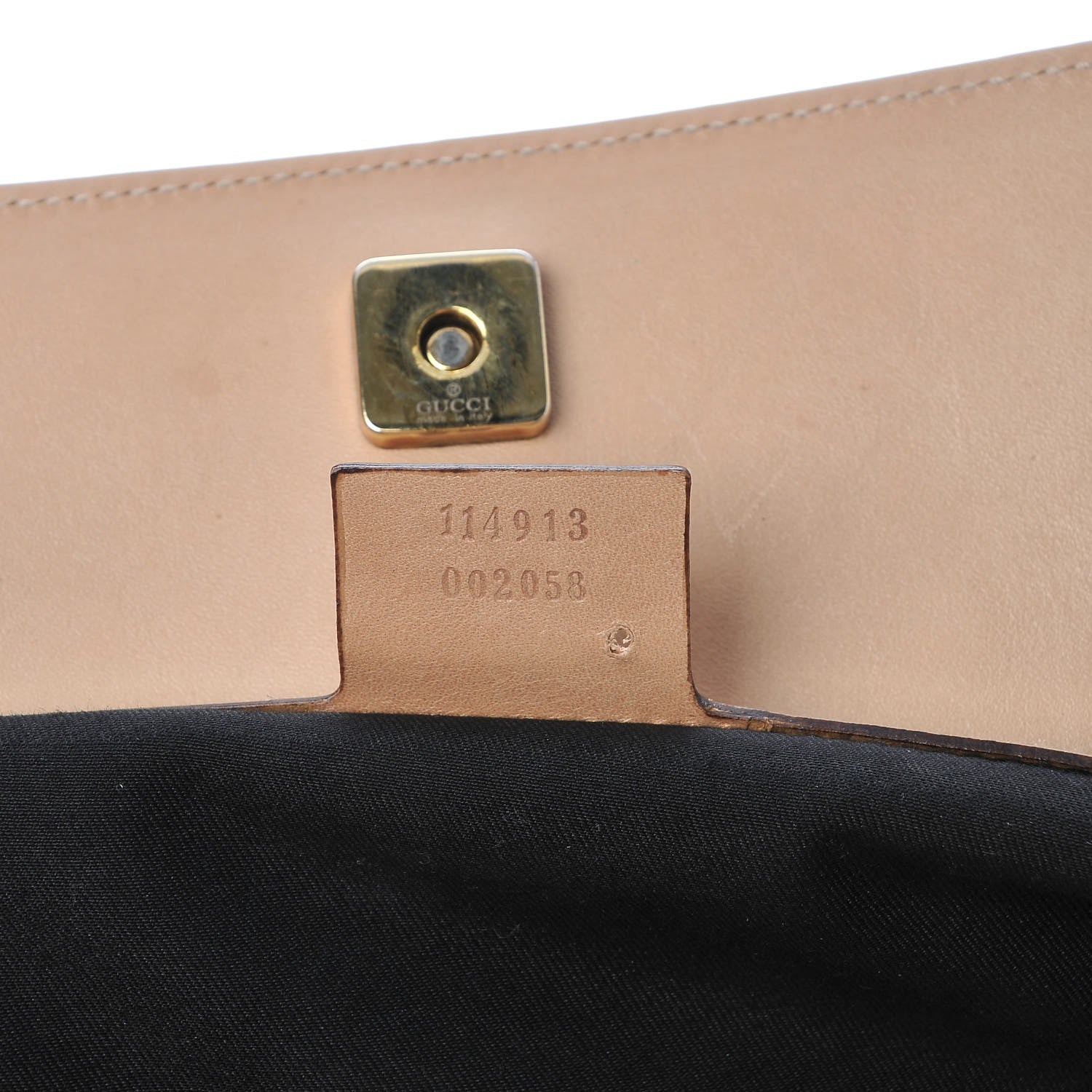 Gucci Monogram Horsebit Chain Shoulder Bag Beige Black 7 of 14