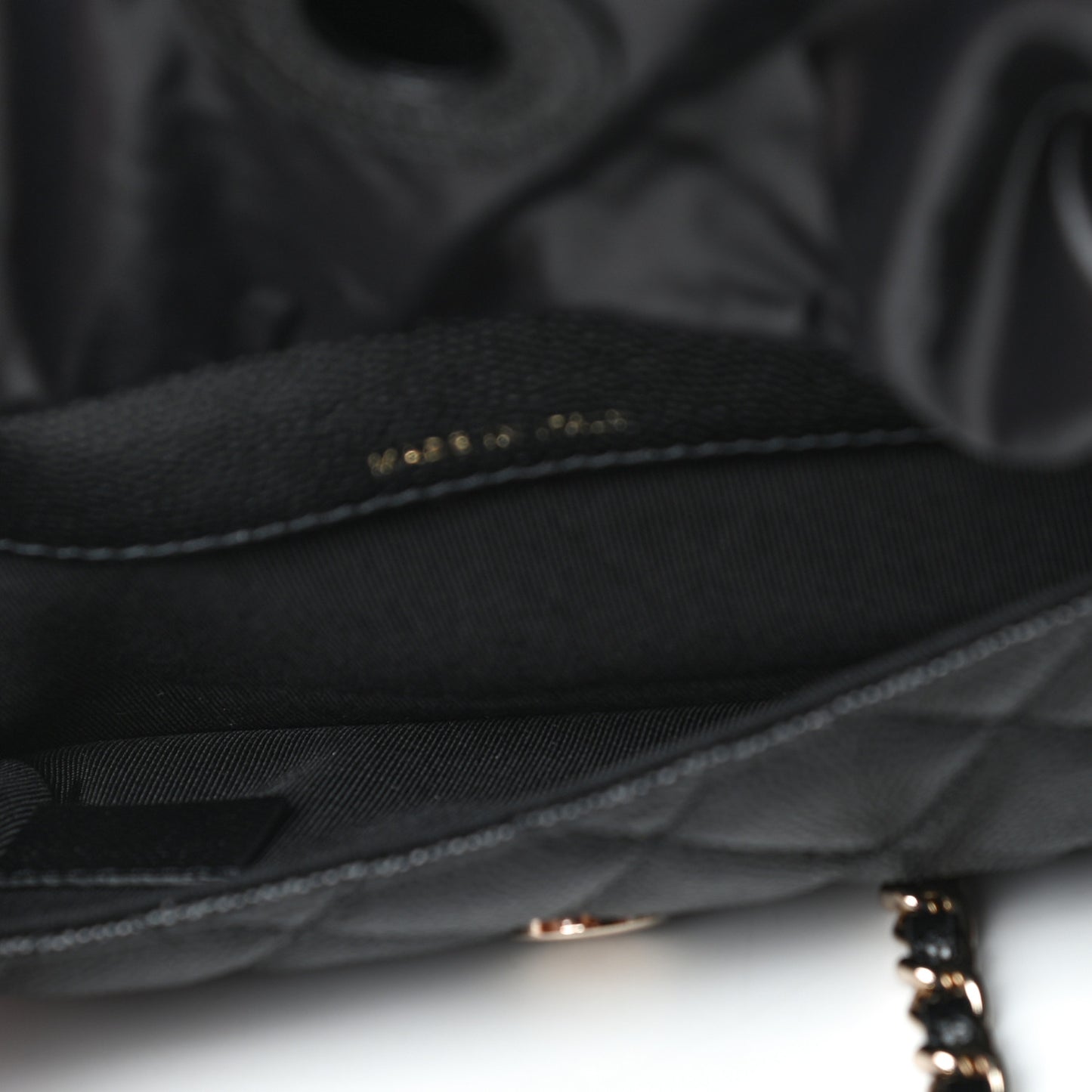Caviar Fabric Quilted Foldable Tote With Chain Black Multicolor