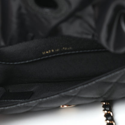 Chanel Caviar Fabric Quilted Foldable Tote With Chain Black Multicolor 6 of 11