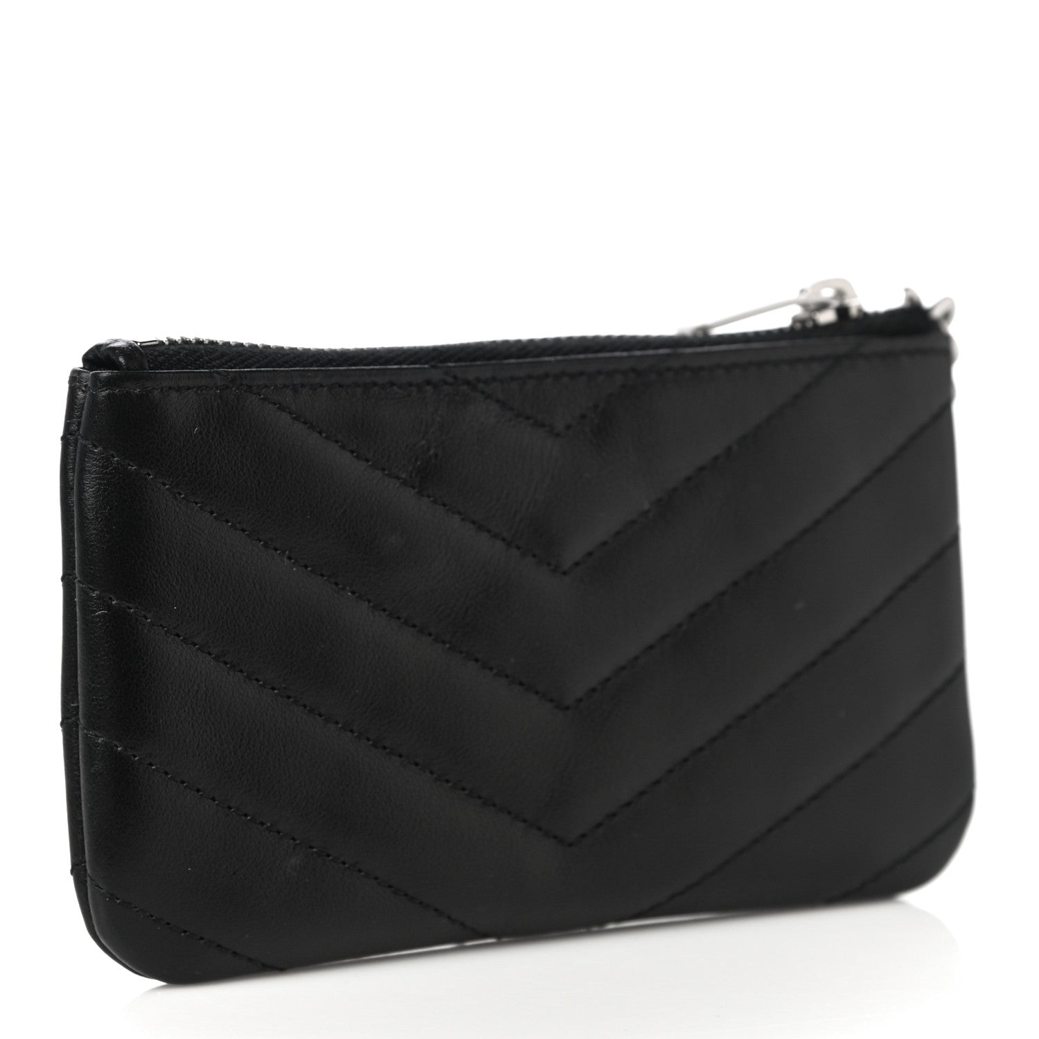 Saint Laurent Calfskin Matelasse Monogram Key Pouch Black 3 of 11