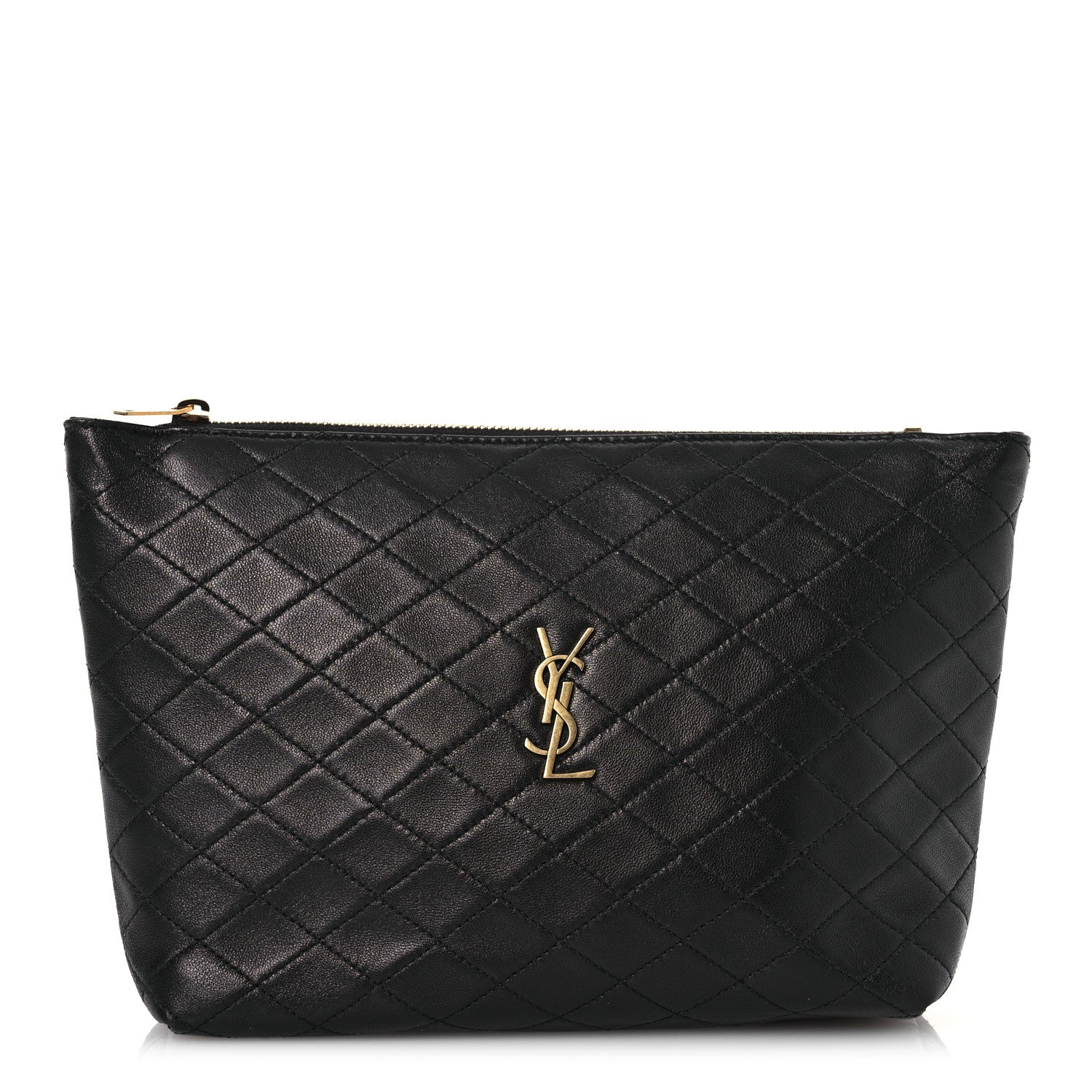 Saint Laurent Lambskin Quilted Gaby Cosmetic Pouch Black 1 of 10