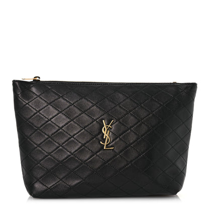 Saint Laurent Lambskin Quilted Gaby Cosmetic Pouch Black 1 of 10