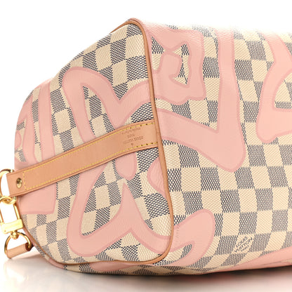 Louis Vuitton Damier Azur Tahitienne Speedy Bandouliere 30 Rose Ballerine 8 of 9