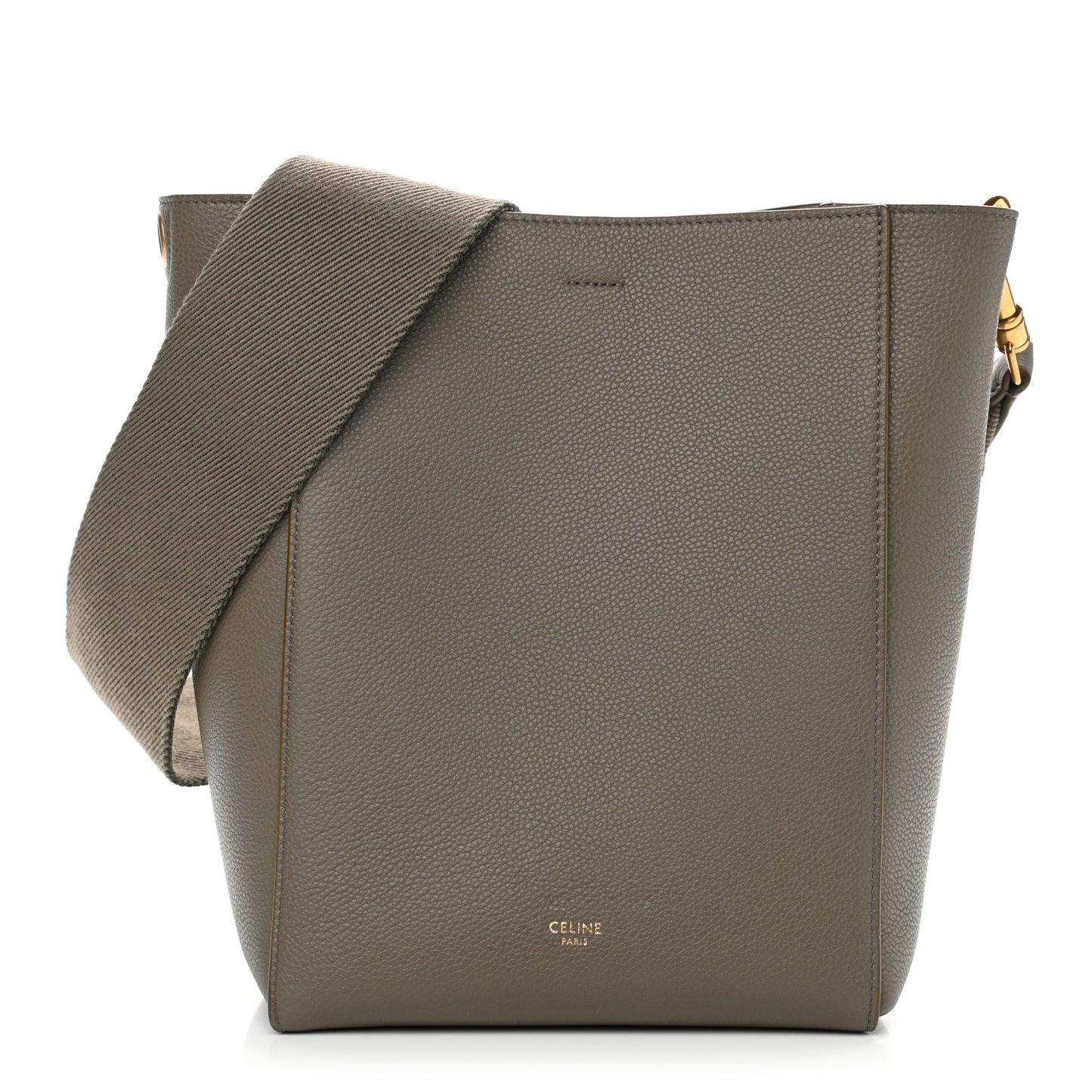 Soft Grained Calfskin Small Sangle Bucket Bag Taupe