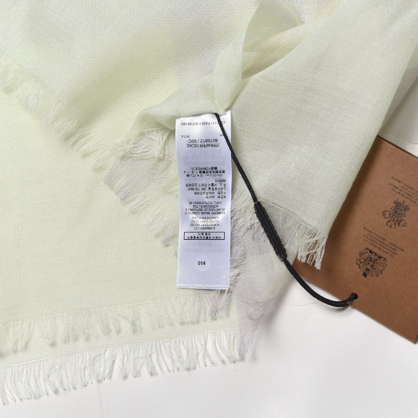 Wool Silk Gauze Giant Check Lightweight Scarf Limestone