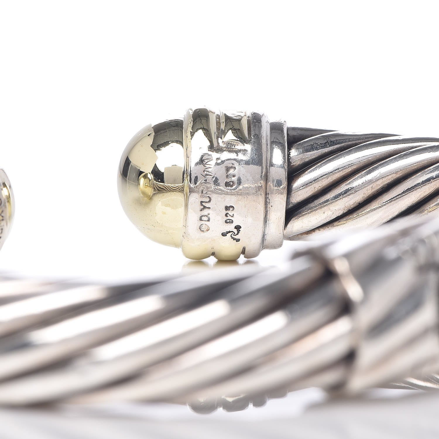 David Yurman Sterling Silver 14K Yellow Gold 10mm Cable Classics Bracelet 4 of 4