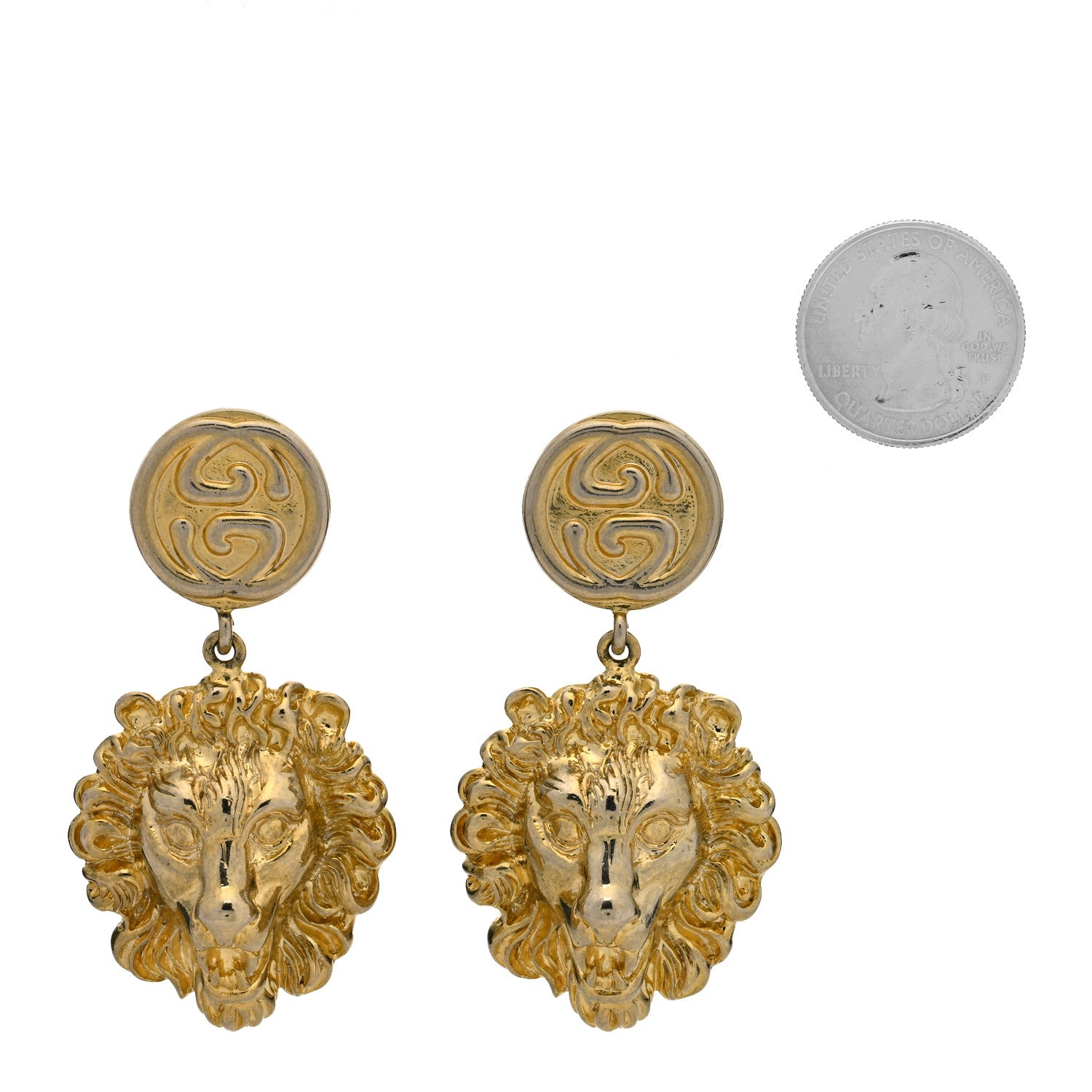 Gucci Interlocking GG Lionhead Earrings Gold 2 of 4