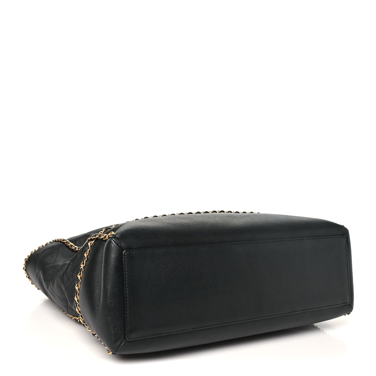 Chanel Calfskin Quilted Chain Lines Shopping Tote Black 4 of 10