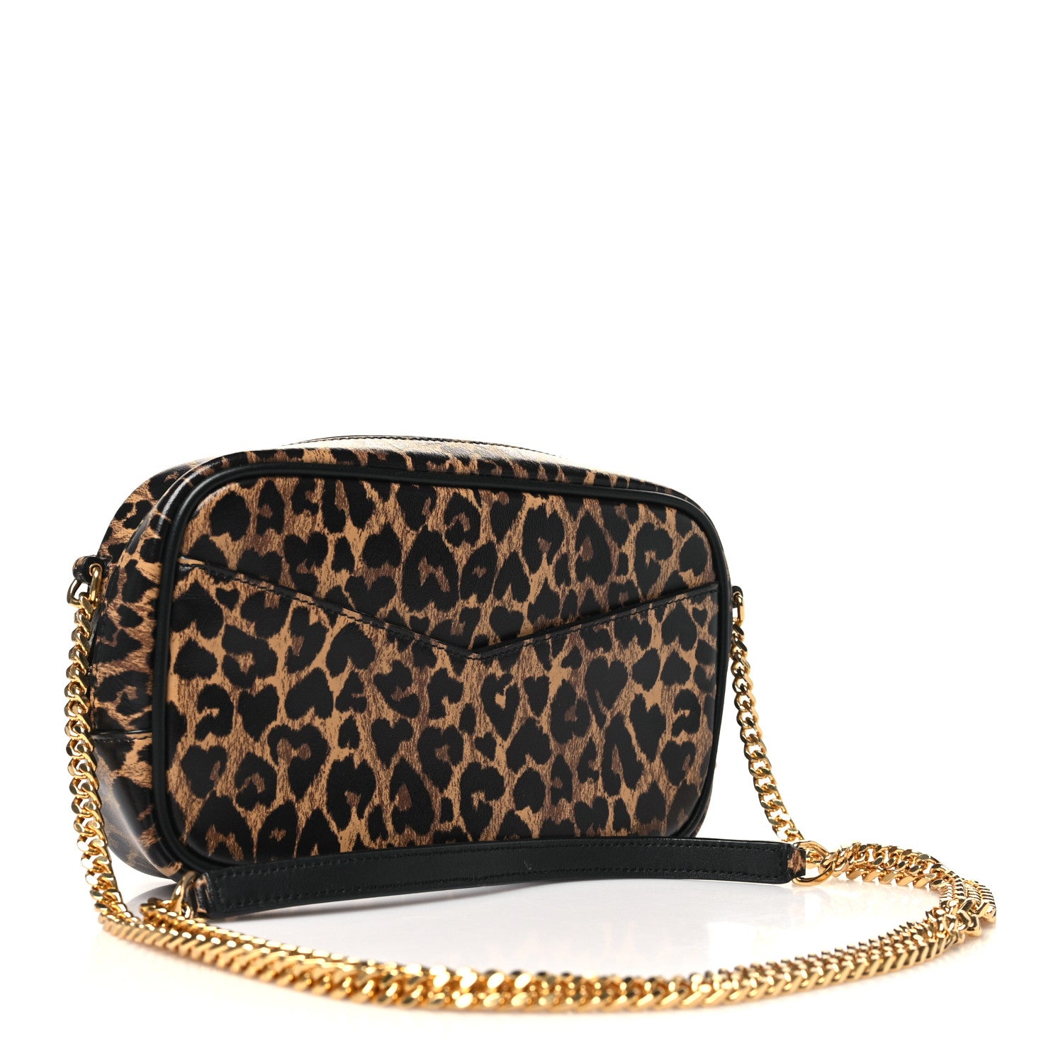 Saint Laurent Calfskin Heart Leopard Print Monogram Mini Lou Camera Bag Toffee 3 of 9