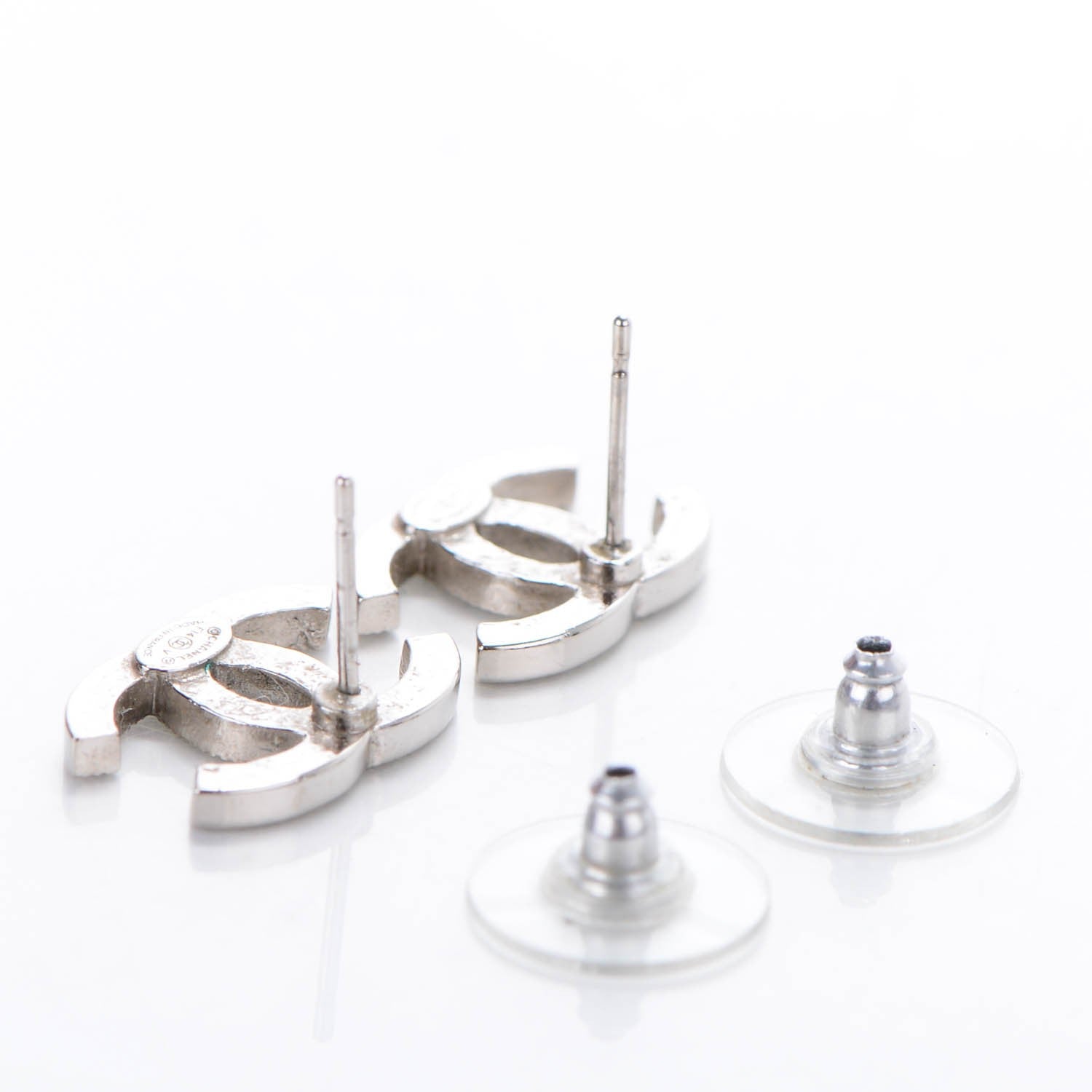 Chanel Crystal CC Earrings Silver 3 of 5