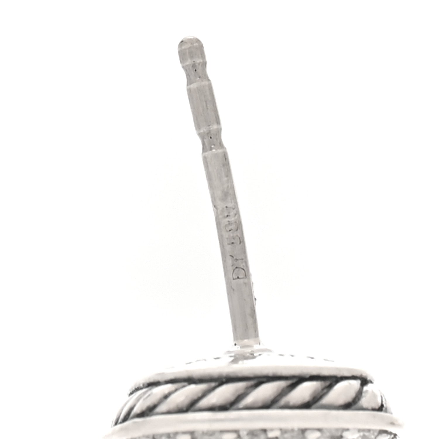 David Yurman Sterling Silver Pave Diamond Garnet 5mm Petite Albion Earrings 5 of 6