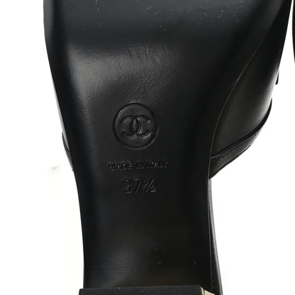 Chanel Lambskin Bow CC Mules 37.5 Black 7 of 10
