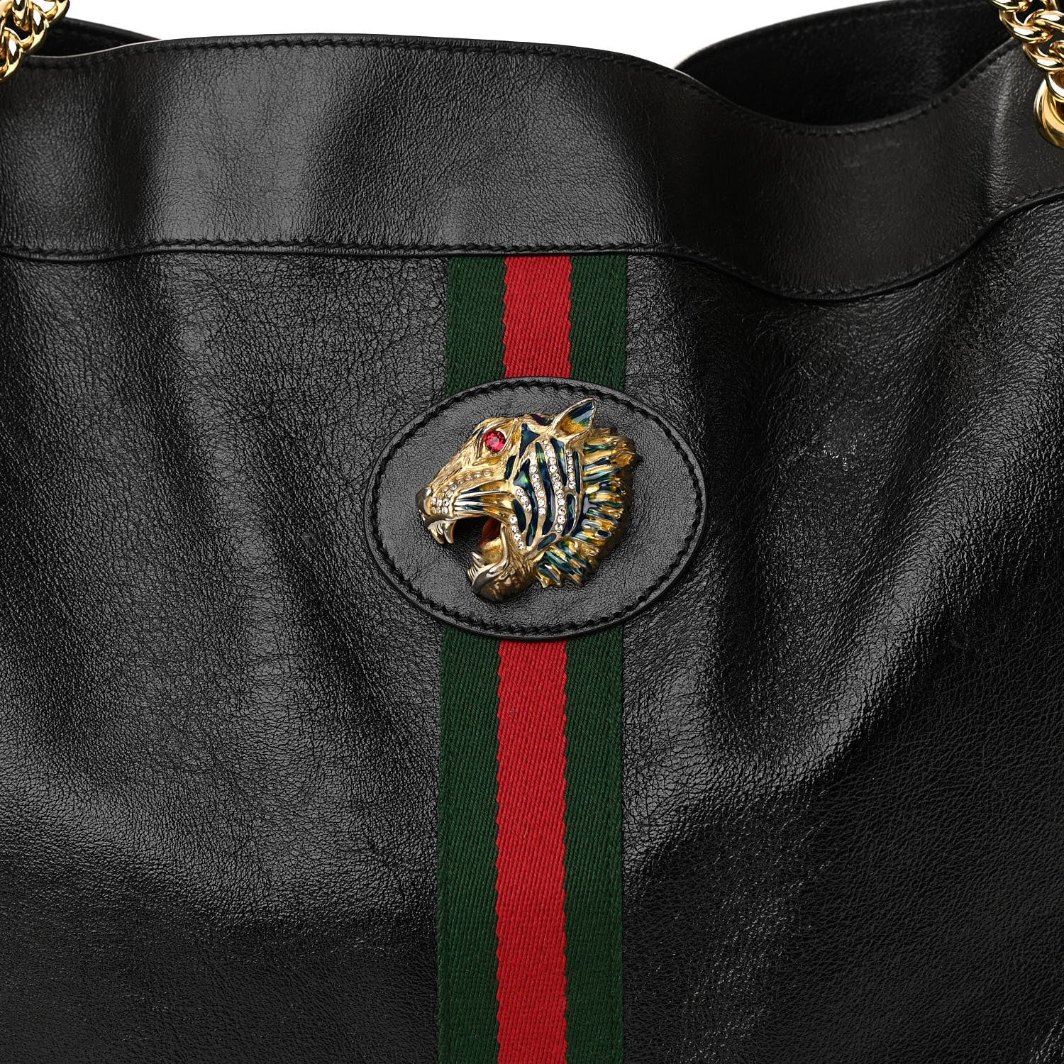 Gucci Calfskin Large Rajah Chain Tote Black 10 of 12