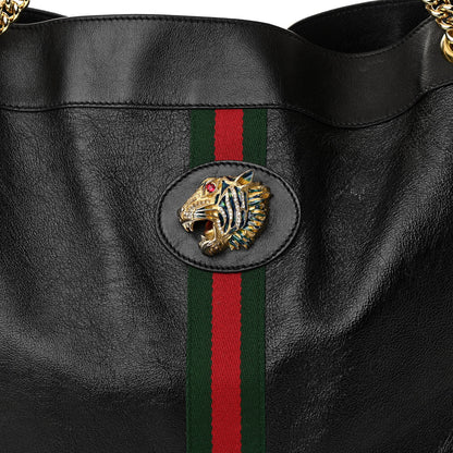 Gucci Calfskin Large Rajah Chain Tote Black 10 of 12