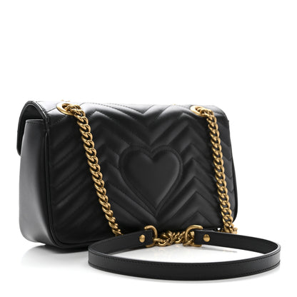 Gucci Calfskin Matelasse Small GG Marmont Shoulder Bag Black 3 of 12