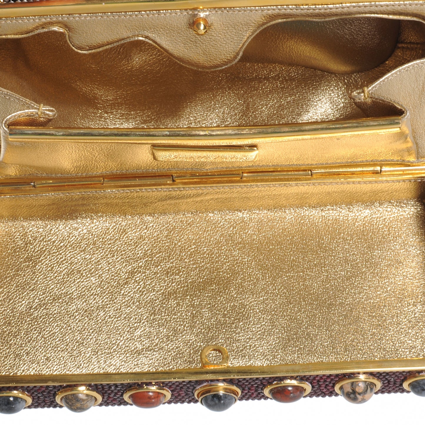 Semi-Precious Stone and Crystal Lion Minaudiere Clutch