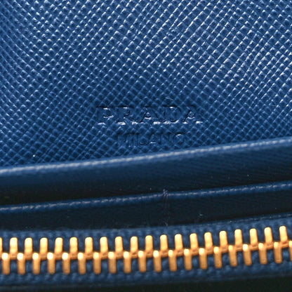 Prada Saffiano Metal Continental Flap Wallet Bleuette 6 of 7