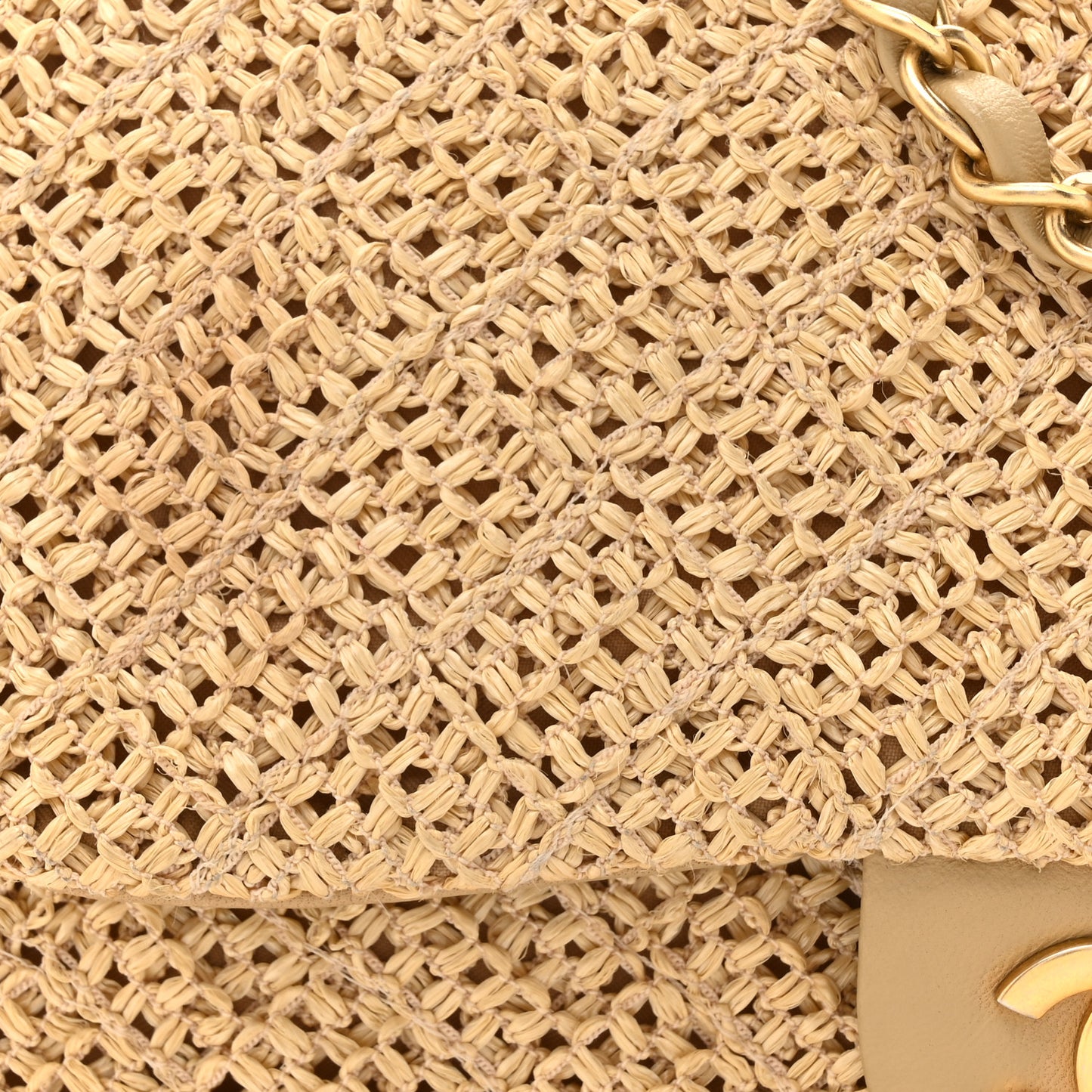 Raffia Crochet Medium Single Flap Bag Beige