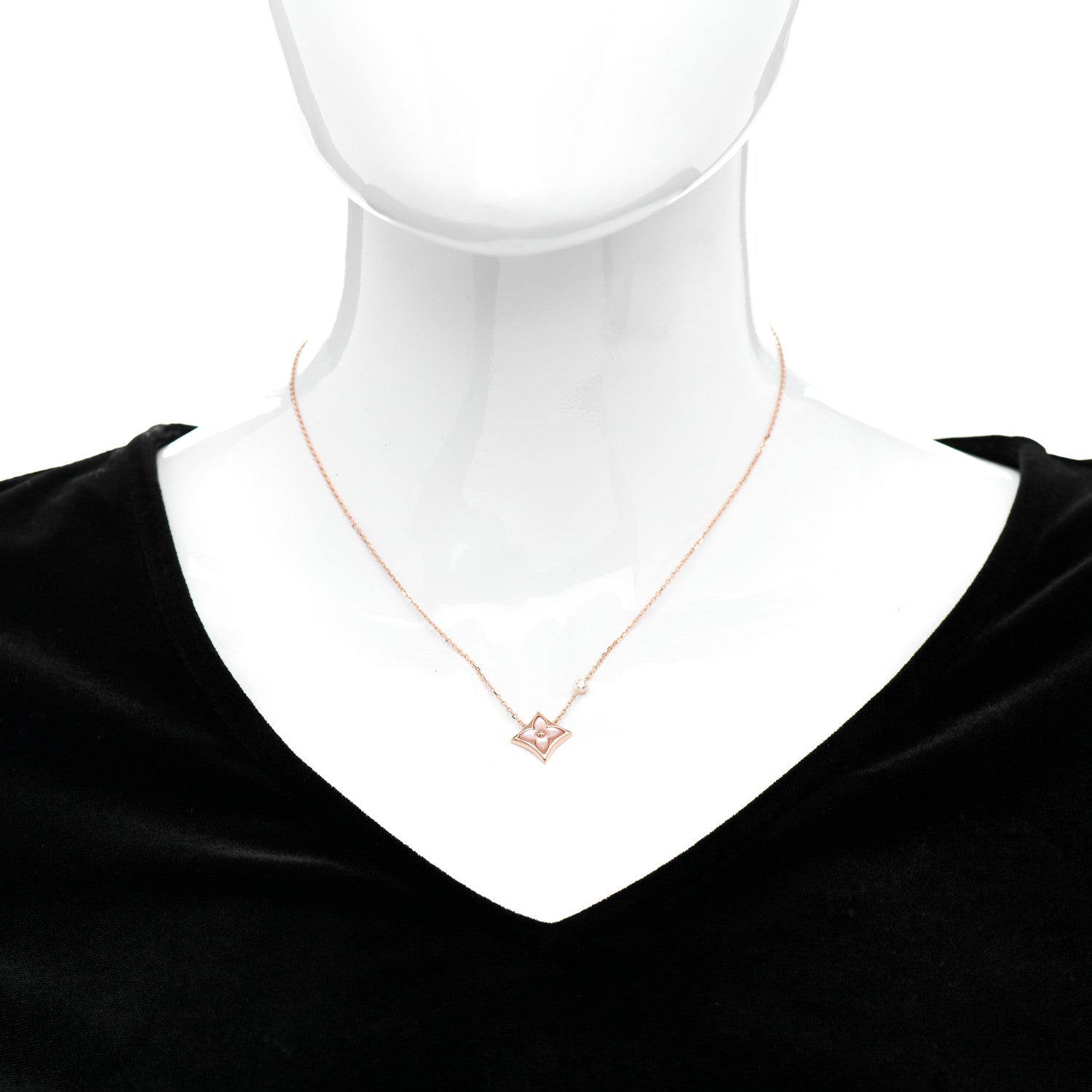 Louis Vuitton 18K Pink Gold Diamond Pink Mother of Pearl Color Blossom BB Star Pendant Necklace 2 of 5