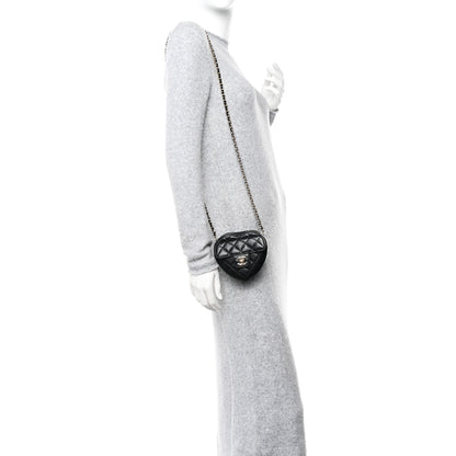 Chanel Lambskin Quilted CC In Love Heart Clutch With Chain Black 2 of 11