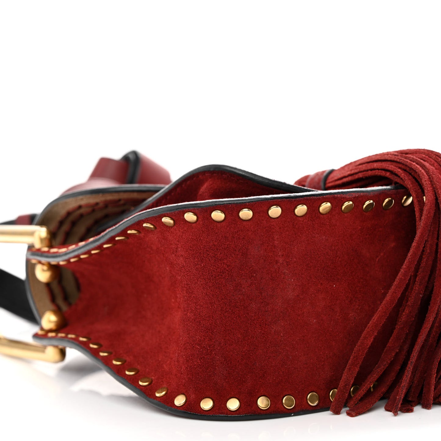 Suede Calfskin Braided Mini Hudson Shoulder Bag Sienna Red