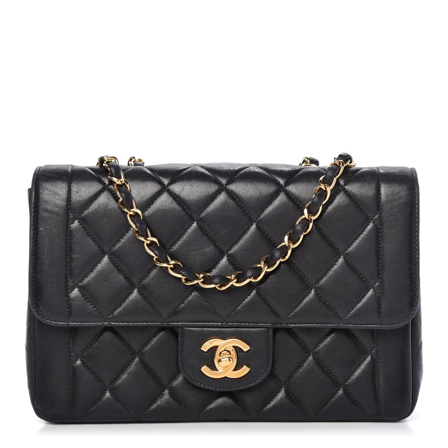Lambskin Quilted Small Single Flap Black